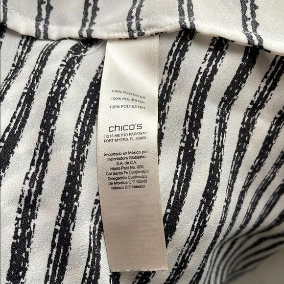 Chico’s Striped Black and White bottom Sleeves high-Low Sheer Fabric Size 3 Top - Picture 6 of 6